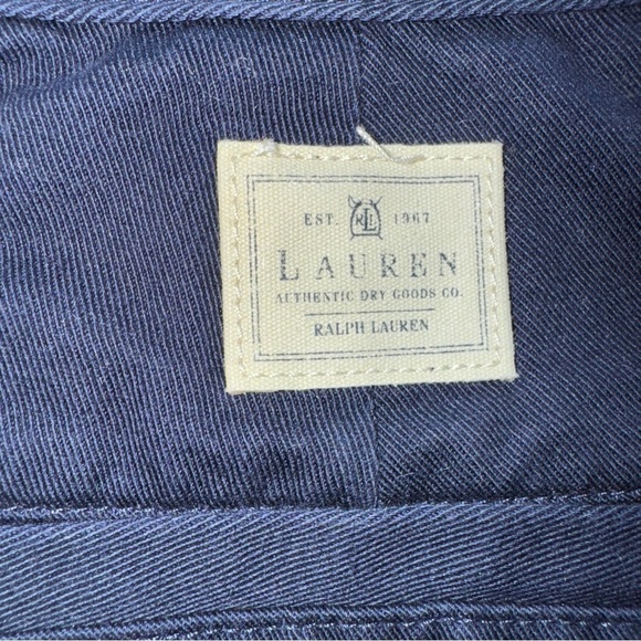 Lauren Ralph Lauren Shorts 14P Navy Chino 100% Cotton Flat Front Petite - Picture 6 of 9
